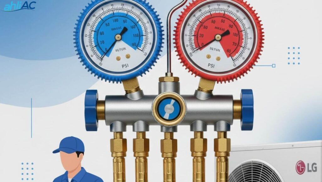 Diagram tekanan refrigerant R32 normal pada unit AC LG 1 PK.
