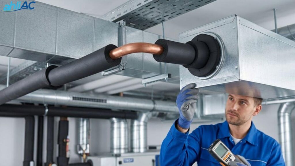 High-precision insulation and ducting connection on a Trox box to minimize energy leakage.